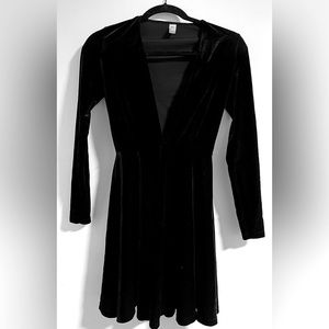 Deep V Long Sleeve Velvet Dress